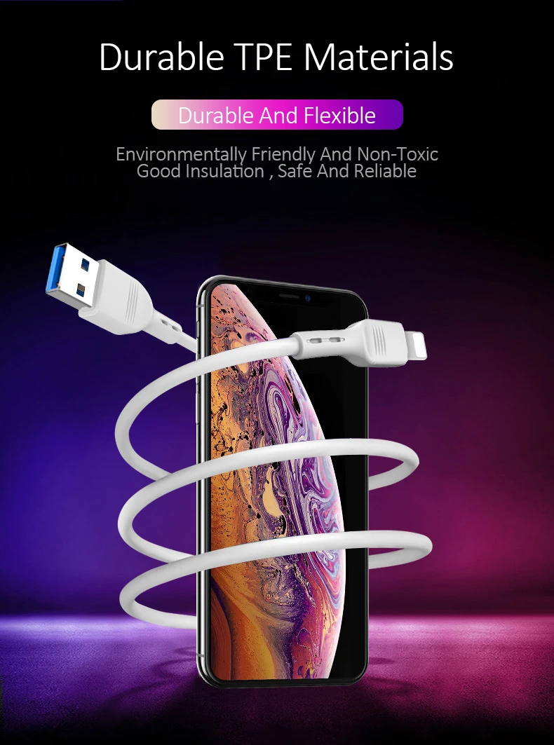 USB Cable For iPhone Charger Fast Data Charging Mobile Phone Cable For iPhone Xs Max Xr X 11 8 7 6 6S 5 5S iPad Wire Cord