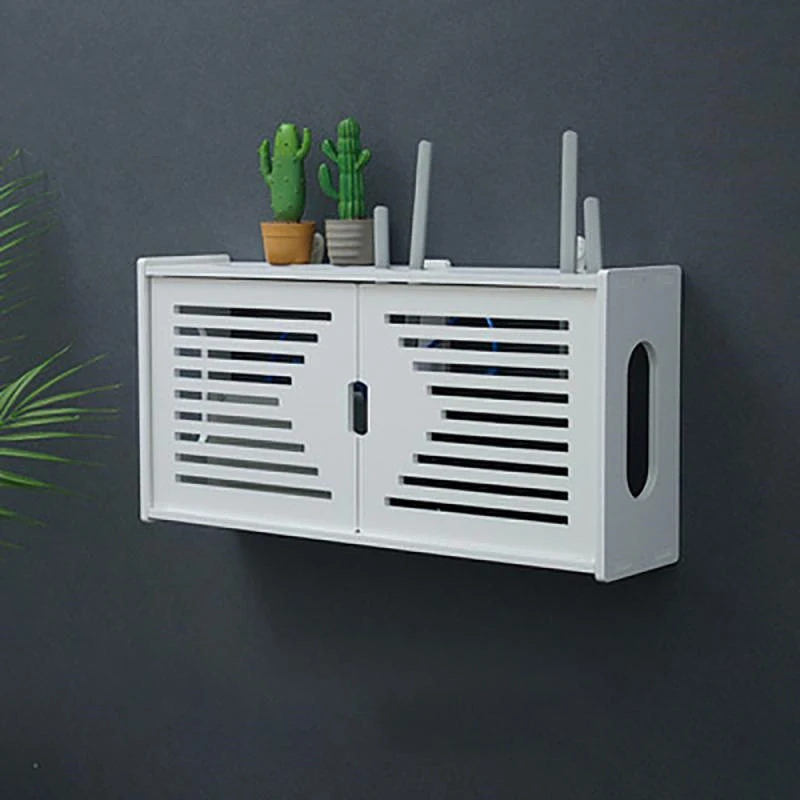 Wireless WIFI Router Storage Box Wall Rack Cable Power Plug Board TV Stands Organizer Shelf Living Room Office Case | Дом и сад