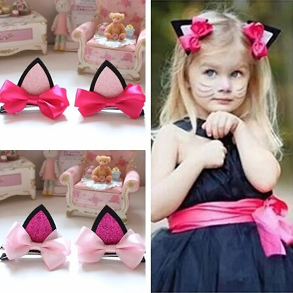 2 шт./пара зажимы с милыми котиками и ушками заколка для волос повязка на голову