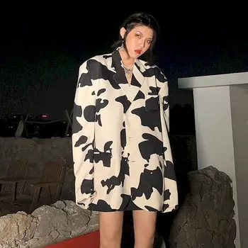 

2020 autumn new Korean cow suit jacket female loose personality casual loose mid-length single-breasted small British style suit