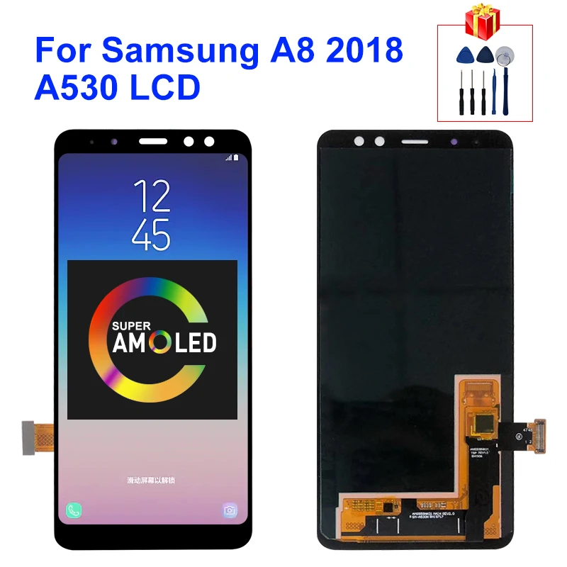 Супер AMOLED для Samsung Galaxy A8 2018 LCD A530 сенсорный экран дигитайзер сборка A530F A530N дисплей запасные части|Экраны