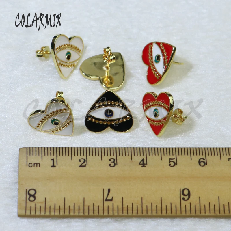10 pairs hear earrings love stud earrings.enamel heart earrings tiny stud eye studs accessories for women fashion jewels 5806