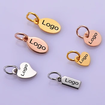 

30Pcs Custom Stainless Steel Small Logo Tags Charm Jewelry Makings Necklace Diy Findings For Logos Disc Not Turn Off Color