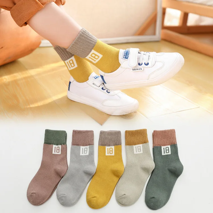 T202shuzinan Новые модные удобные спортивные повседневные зимние теплые мягкие детские хлопковые Дышащие носки для мальчиков 5 пар, от 1 до 12 лет - Цвет: T202shuzinan