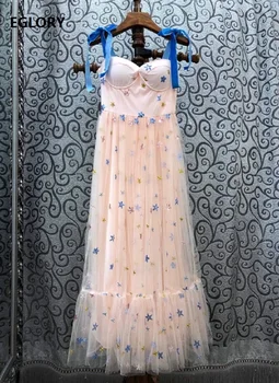 

Sweet Pink Long Dress 2020 Summer Party Club Ladies Sequined Embroidery Deco Sleeveless Strap Sexy Long Maxi Dress Vestidos