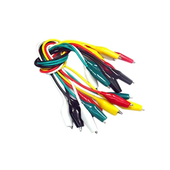 

10 PCS 5 Color Alligator Clip To Alligator Cables for Power Supply Test Probes