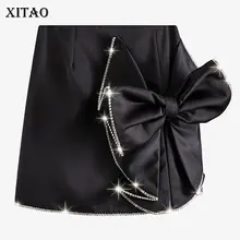 XITAO Ранняя весна, новые юбки для женщин, черный большой бант с бриллиантами, мини-юбка, трендовые вечерние юбки для ночного клуба, женская одежда GCC3159