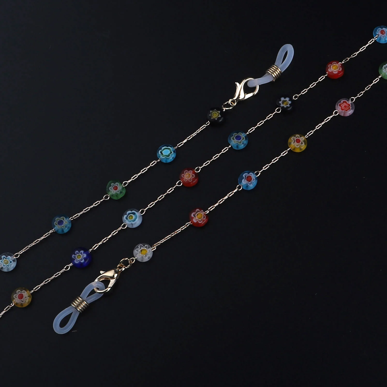 flower Crystal bead glasses Gold chain Fashion Glasses Chain Women Eye Accessories Eyewear Straps Cord Sunglasses String