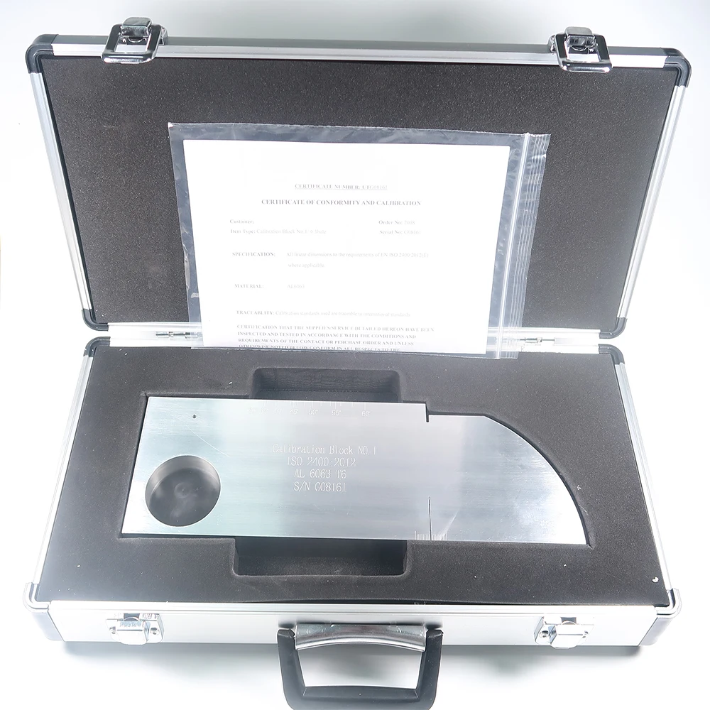 Aluminum V1 type Ultrasonic Calibration Test Block Inch Version IIW-Type ISO2400-2012 with Straight groove 3mm hole