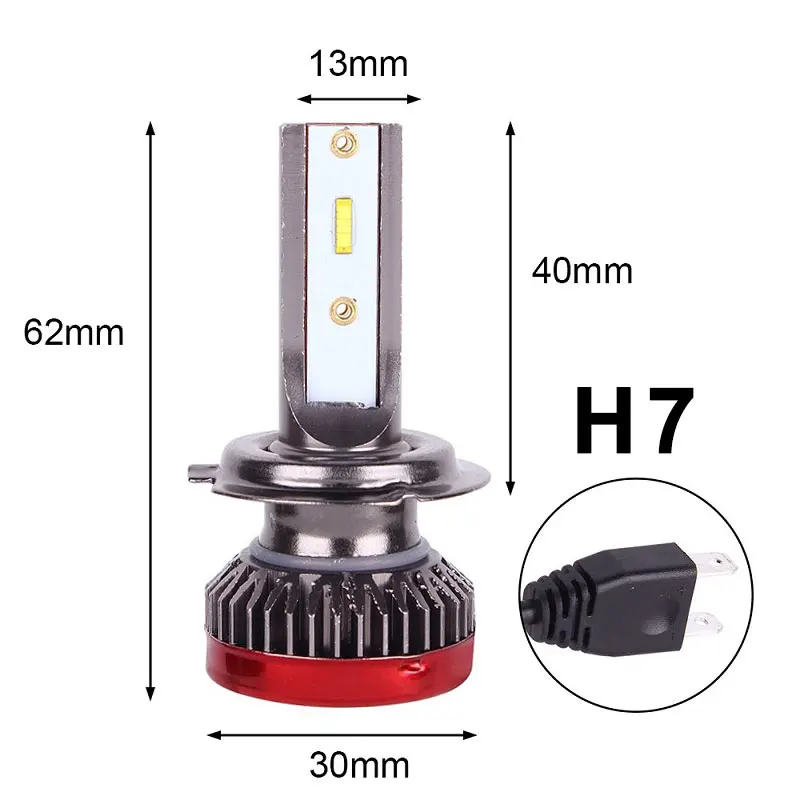 2 шт. H7 светодиодный лампы для передних фар H4(Подол короче спереди и длиннее сзади) светодиоды с чипом CSP H1 H11 9006 9005 12 V 24 V Spuer Мини авто светодиодный передние фары Противотуманные фары Дневные Фары