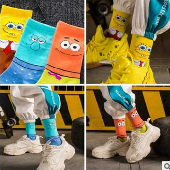 

1 pairFashion Korean spring and summer new combed cotton deodorant socks couple funny funny happy socks slippers.