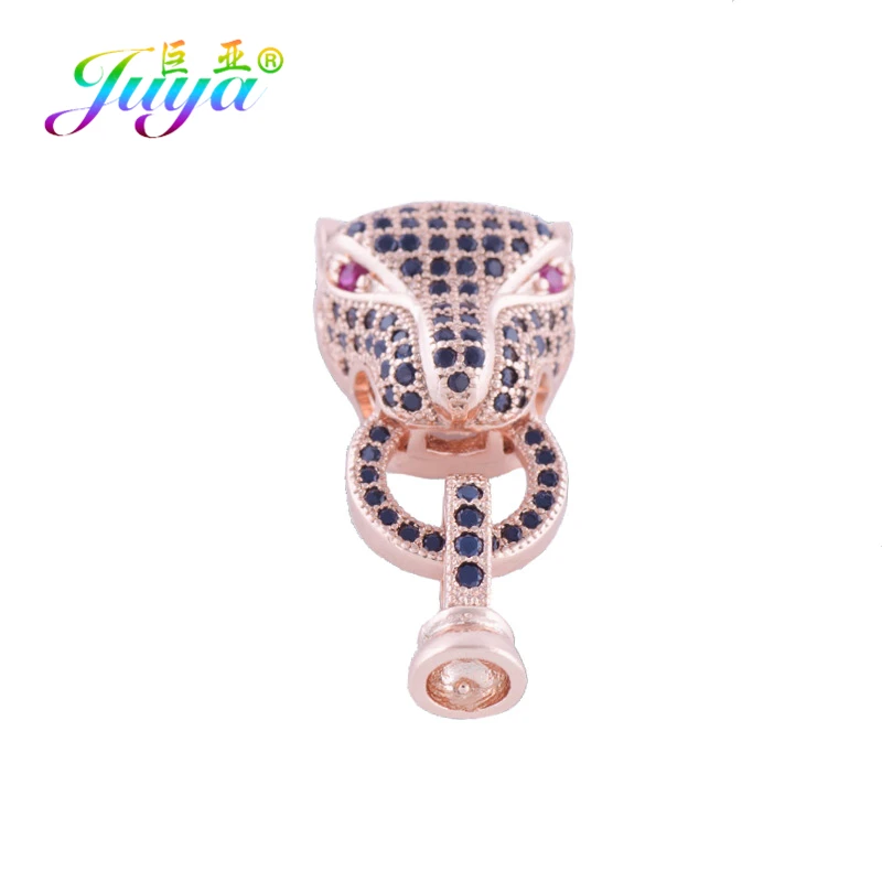 Rose Gold Red Eye Украшения из бисера компоненты головы леопарда Застежка крюк застежки для натурального камня кристаллы браслет жемчуг ожерелье DIY Изготовление - Цвет: Rose Gold Red Eye