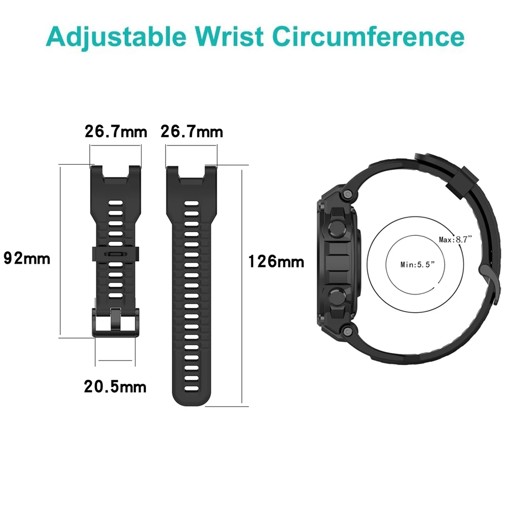 Replacement Strap For Huami Amazfit T rex Strap Silicone Watchband For Amazfit T-Rex/T-Rex Pro Strap With Black Protector Case
