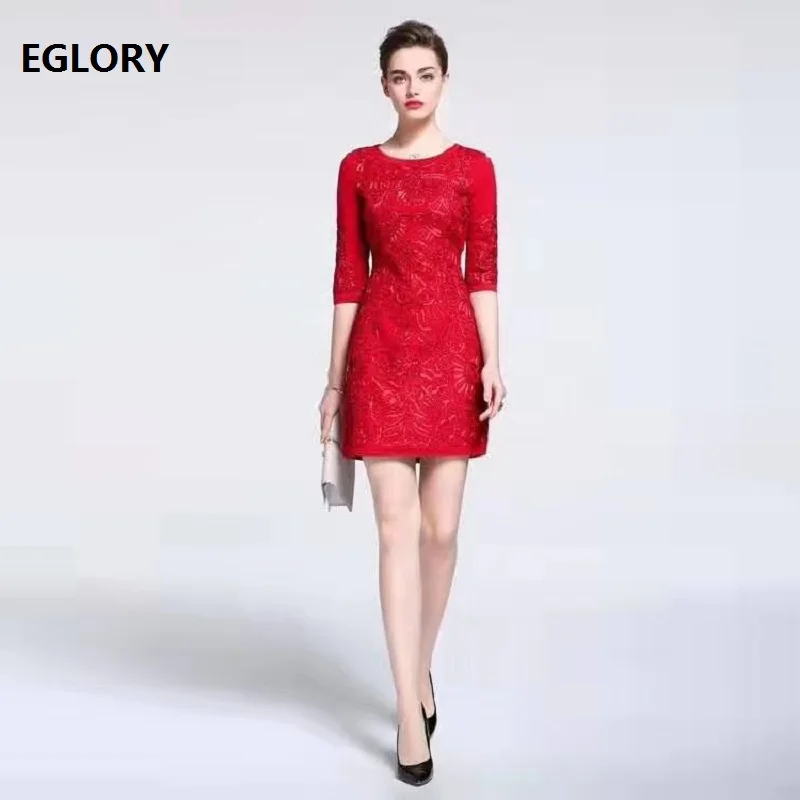 Vestidos De Fiesta, весенние вечерние женские платья с круглым вырезом и аппликацией, с вышивкой, с коротким рукавом, абрикосовое, винно-красное, темно-синее платье-футляр