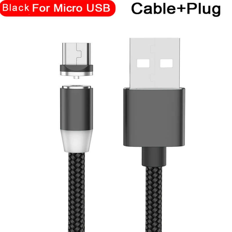 Магнитный mi cro USB кабель для iPhone Xr 11 usb type C кабель для быстрой зарядки для Xiaomi mi Note 10 pro Магнитная Зарядка для samsung s9 - Цвет: black for micro