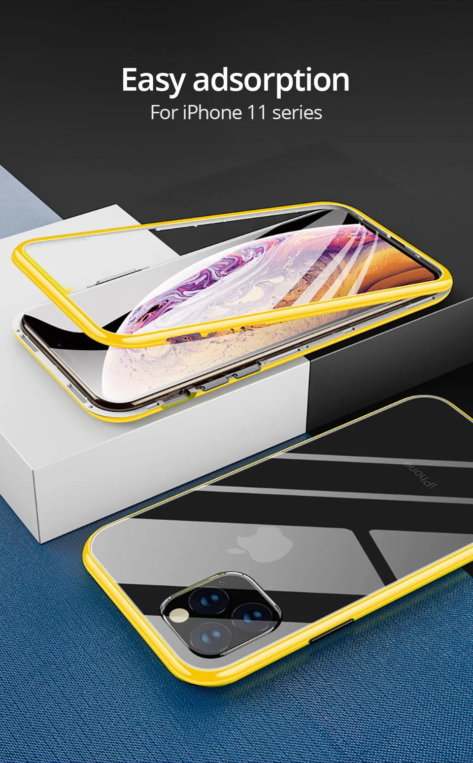 PZOZ Полный Магнитный адсорбционный чехол для iPhone 11 Pro Max закаленное стекло Передняя Задняя крышка чехол