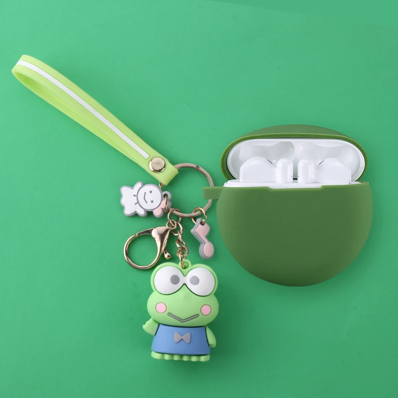 Green Мягкий силиконовый чехол для huawei Freebuds 3, беспроводная bluetooth-гарнитура, защитная крышка, аксессуары для наушников с брелоком - Цвет: Green