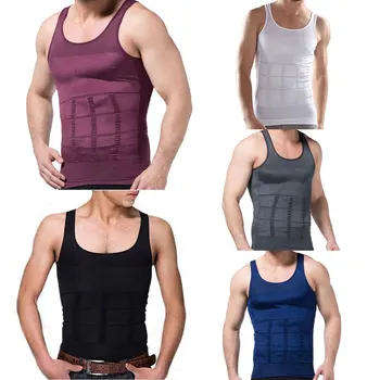

Men's Slim Body Shaper Waist Abdomen Underwear Less Beer Belly Compression Sports Vest HSJ88
