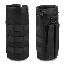 Tactical Molle Water Bottle Pouch Military Kettle Bag for Outdoor Camping Hiking Fishing Drawstring Pouch Bag for Backpack