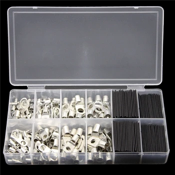 

240Pcs Crimp Terminals SC Tinned Copper Lug Ring Electrical Wire Connectors Bare Terminals Heat Shrink Tubing Kit