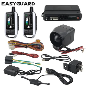 

EASYGUARD 2 Way keyless entry alarm system rechargeable remote lcd pager display vibration alarm shock sensor security 868Mhz