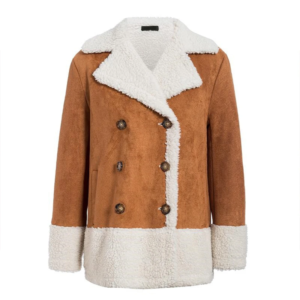 Женское пальто из искусственного меха, куртка с плюшевым мишкой, Женское пальто из искусственного меха с отворотами, зимнее пальто большого размера, плюшевая куртка