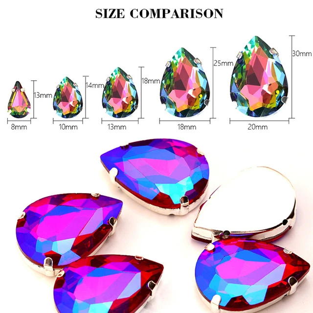 8x13mm Glitter Droplet Crystal Decoration Rhinestone For Clothing  Accessories Shoes Decoration Glass Diamond Bead DIY Glue Dress - AliExpress