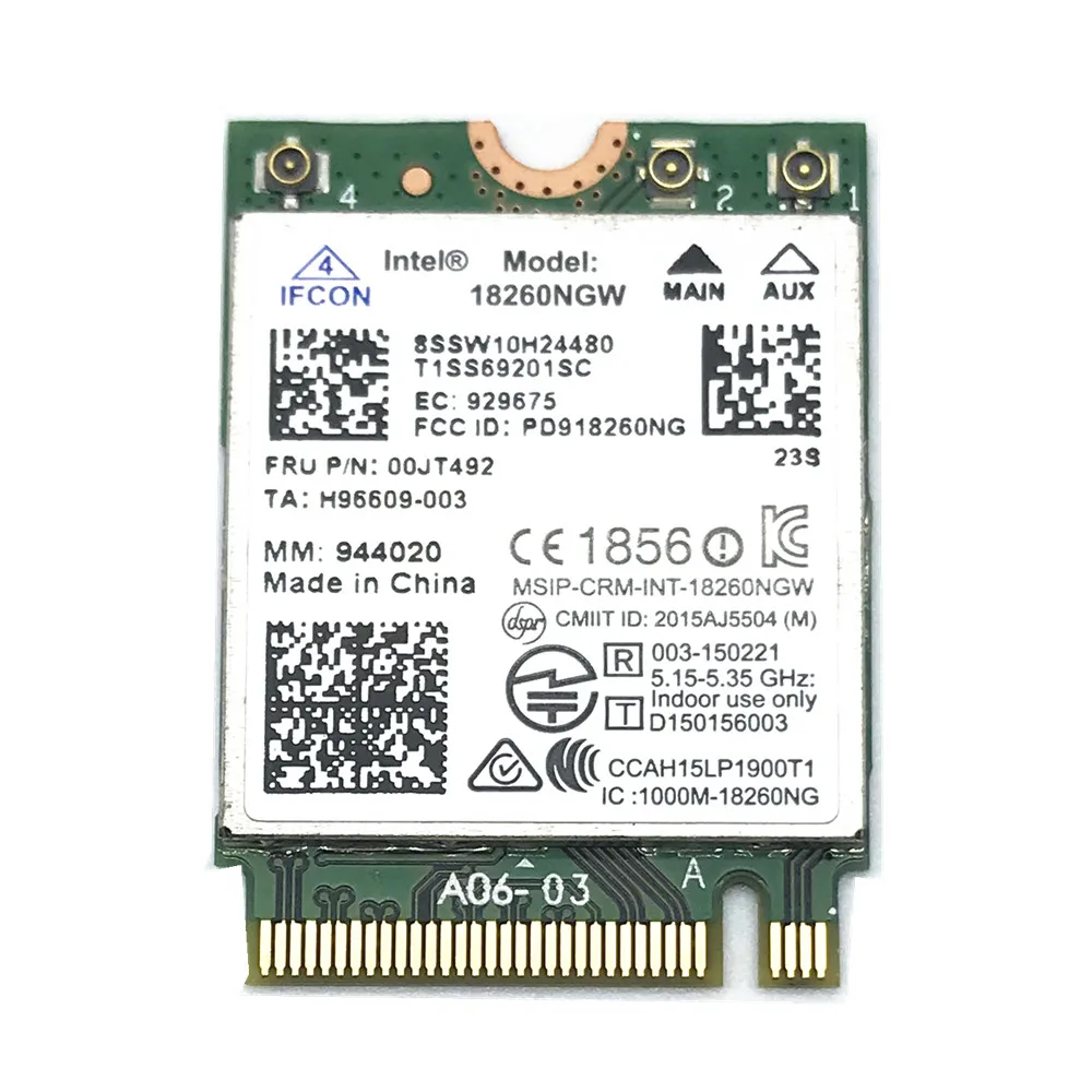 

Для Intel 18260 18260NGW 802.11ac 867Mbps Поддержка Bluetooth 4,1 WiFi Card