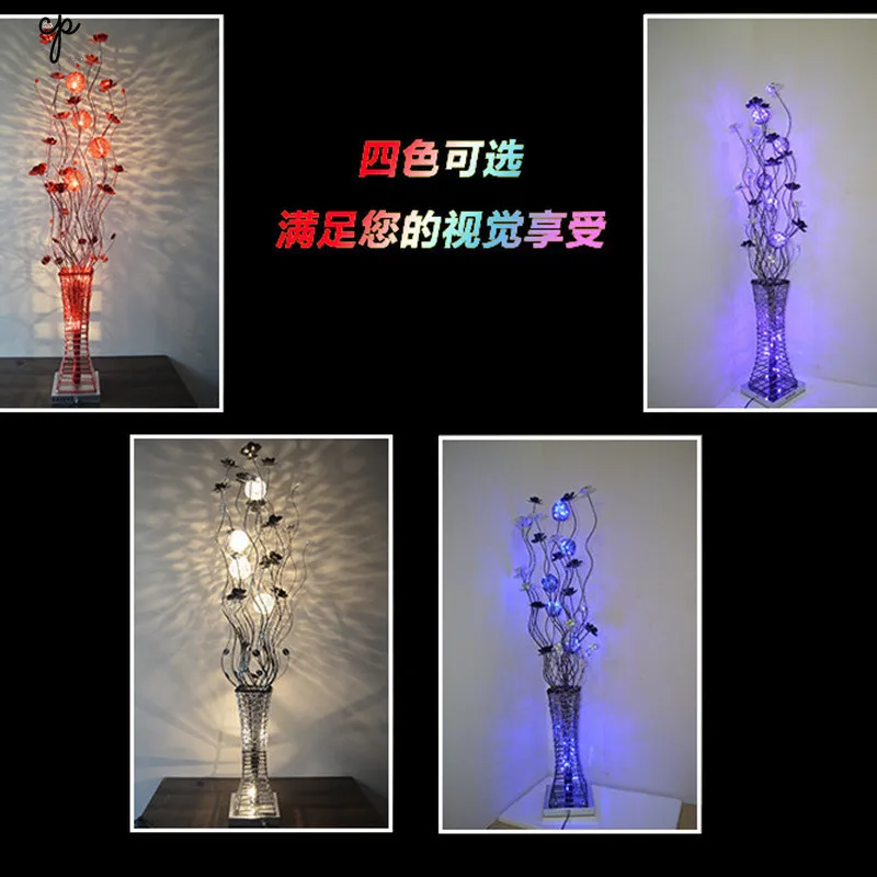 Beautiful Vase Floor Lamp Brief Fashion House Lighting Handmade Aluminum Personality Wire Floor Light Red Purple Silver Led Lamp