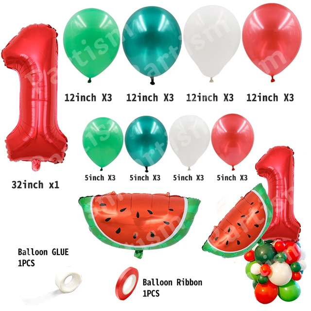 KatchOn, Globos grandes de sandía de 22 pulgadas, paquete de 6,  decoraciones de fiesta de melón uno en uno, globos redondos de sandía 4D,  decoraciones
