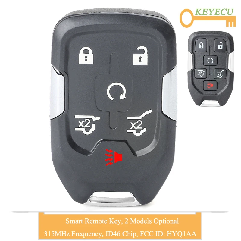KEYECU 5 шт. Smart Prox дистанционного Управление ключа автомобиля для GMC Yukon Tahoe местности, Fob, 6 кнопок-HYQ1AA