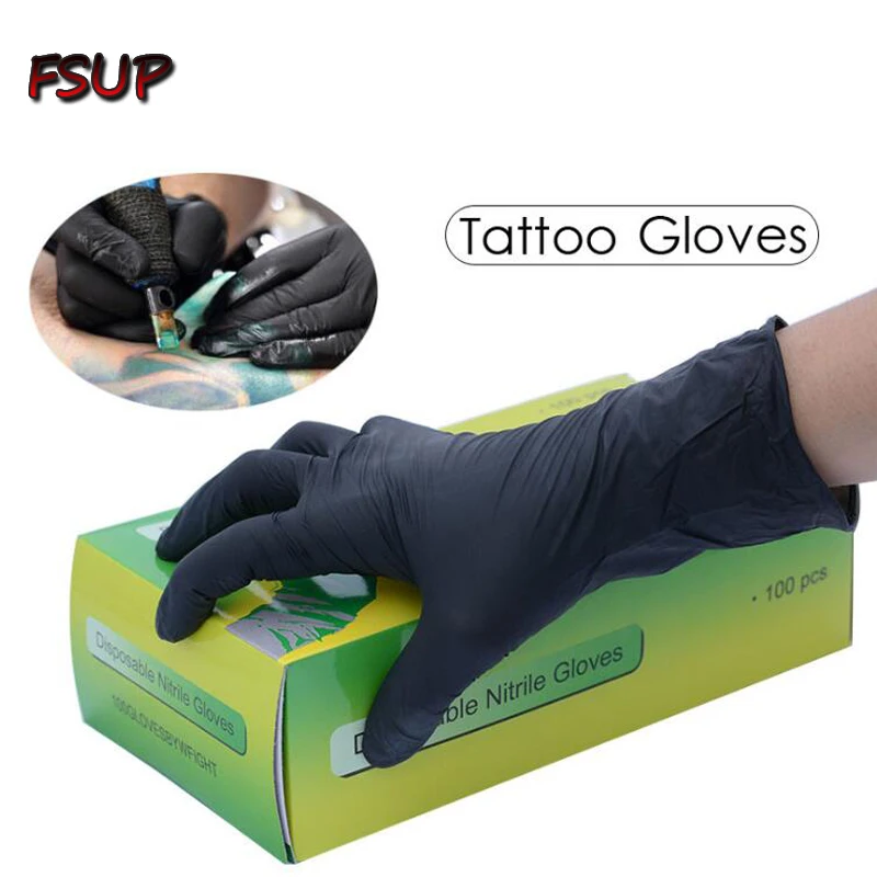 Günstige FSUP 100 stücke einweg nitril Handschuhe arbeit handschuh Lebensmittel Kochen Handschuhe Küche Reinigung Universal Haushalt Garten tattoo schönheit
