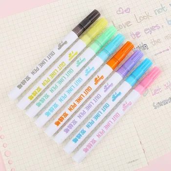 

Recruit Double-Line Pen Color Painted Pen Gn153-8 Color Set Water-Based Metal Color Marking Pen Color Signing Pen