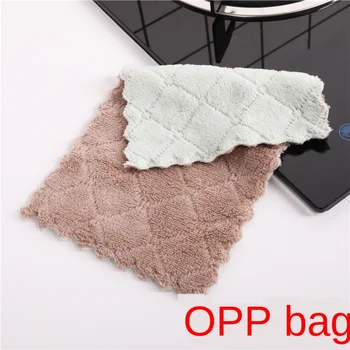 

5PCS Absorbent Dishcloth Dish Towel Household Kitchen Oil-Free Dish Cloth Double-Layer Thick Cleaning Towel