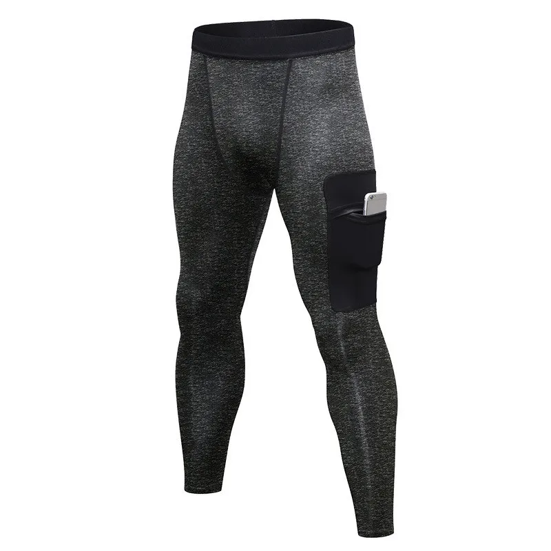 Men's Workout Pants Fitness Leggings Camoufalge Pockets Gym Compression Leg Man Bodybuilding Trousers Joggers Sweatpants - Цвет: gray black