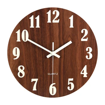 

Creative Decorative Wall Clock Mute Night Luminated Zegary Scienne Home Decor Study Minimalist Wooden Europe L