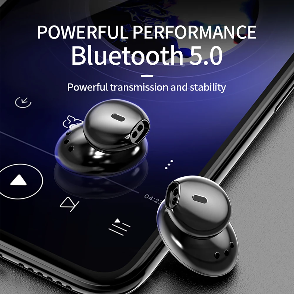 Q1 TWS Smart Bluetooth Earphone 5.0 Multi-function Bluetooth Earbuds IPX7 Waterproof within 6000mAh Power Bank for iOS Android