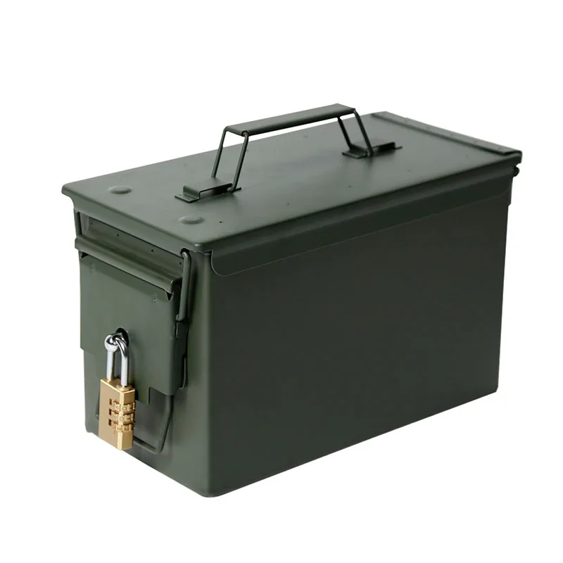  Lockable 50 Cal Metal M2A1 Ammo Can Military & Army Style Steel Box Gun Ammo Case Storage Holder Bo