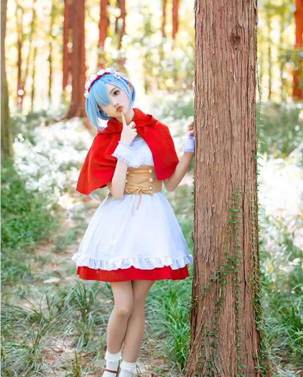 Аниме Ram Rem Красная Шапочка Ver Re Zero Hajimeru Isekai Seikatsu Косплей Костюм женский для косплея полный комплект