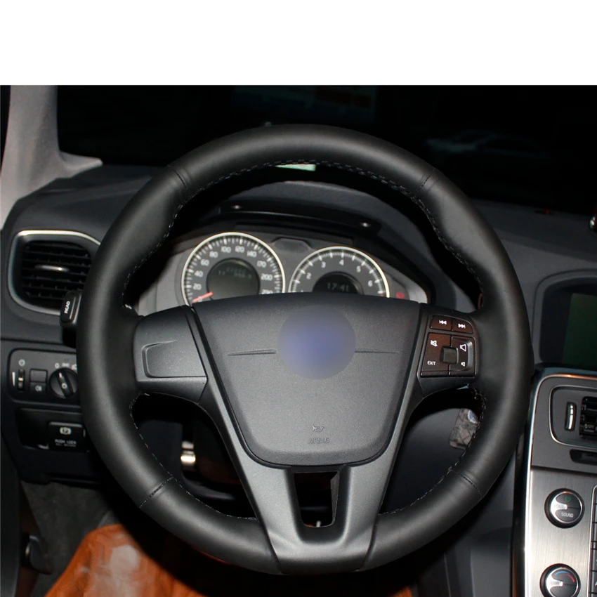 Черная искусственная кожа PU чехол рулевого колеса автомобиля для Volvo S60 V40 V60 V70 XC60