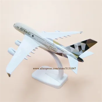 

20cm Alloy Metal Airplane Model Air Etihad Airlines Airbus 380 A380 Airways Plane Model W Stand Aircraft Gift