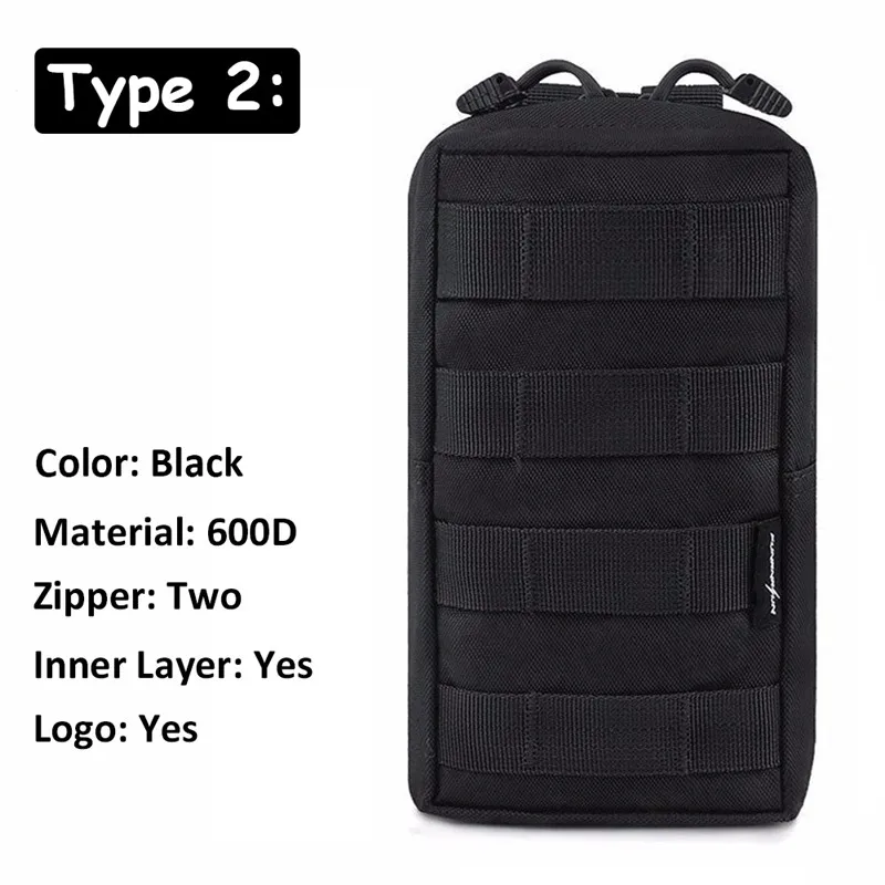 AIRSOFTPEAK Тактический сумка Мешок для Инструмента Сумка Талии Нейлон Моллe Военная Сумка Пейнтбол Открытый Охотничьи Сумки Спортивные Военные Сумки для охоты сумка для охоты охота сумка сумка мужская - Цвет: Type2 Black