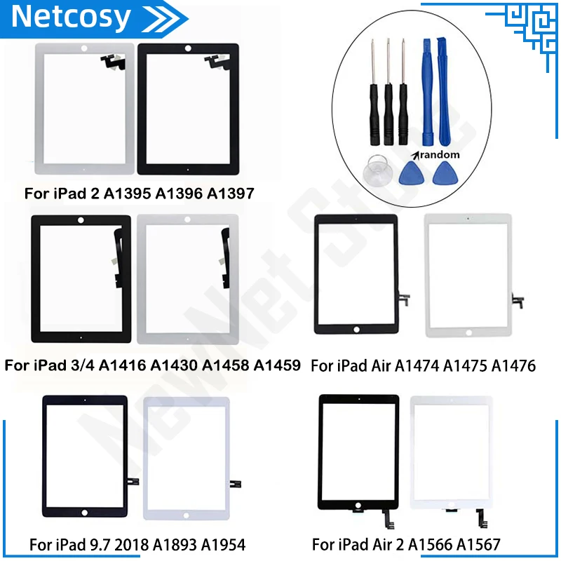 

Netcosy For ipad Air3 2018 A1893 A1954 Touch Screen Digitizer glass Panel For ipad 2 3 4 5 6 Air Air2 Air3 Touch panel & Tools