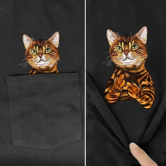 FUNNY T Shirt Fashion summer dog/cat printed pocket 2