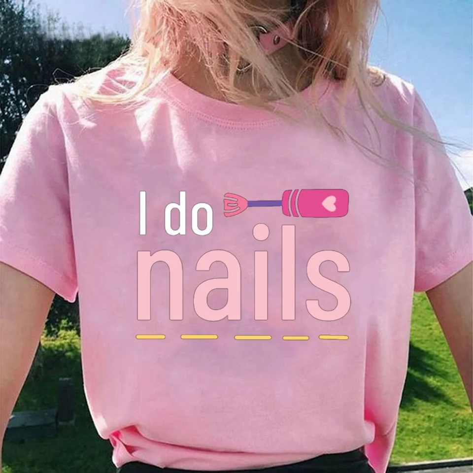 Fashion Women Tshirt New Nail Polish Print Tops Nail Art Love Short Sleeve Tee Shirts Cute Female Graphic T-shirt Harajuku Tops custom t shirts Tees