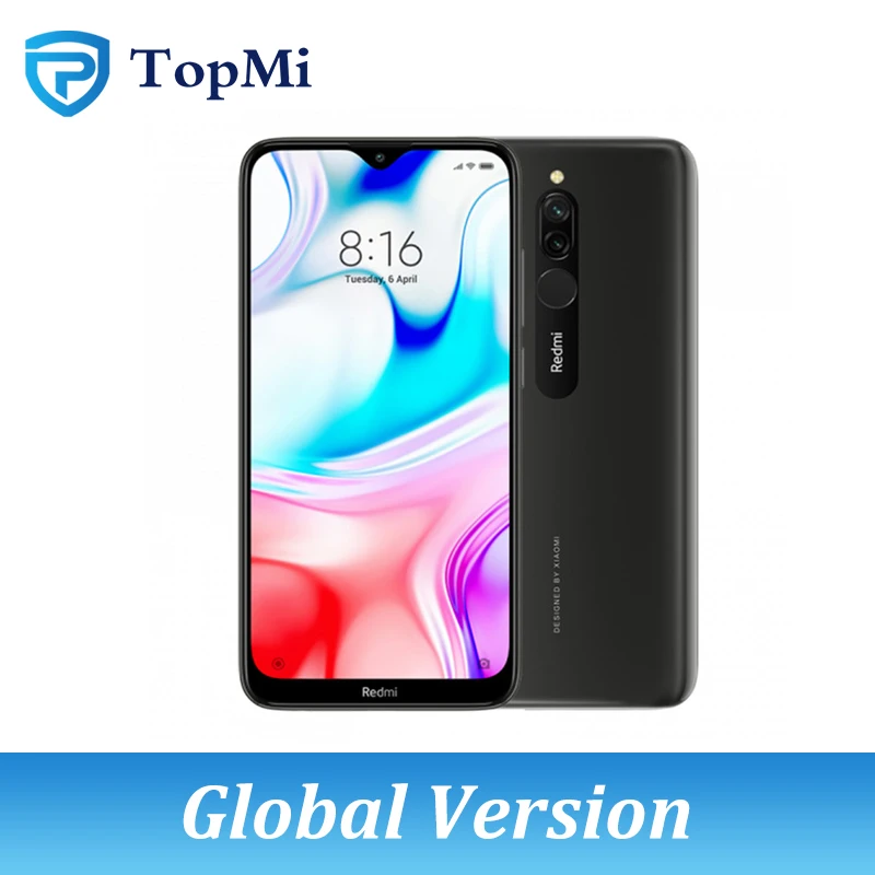 Смартфон Xiaomi Redmi 8 с глобальной версией, 4 Гб ОЗУ, 64 Гб ПЗУ, 5000 мАч, Spnadragon 439, 12 МП, настоящая камера, 18 Вт, быстрый мобильный телефон - Цвет: Black