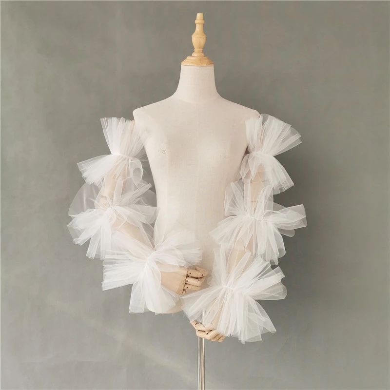 Mingli Tengda Bridal Gloves Wedding Accessories Mori Exaggerated Modeling Long Gloves Wedding Arm Cover Decorated Bride Tulle lace gloves wedding dress gloves