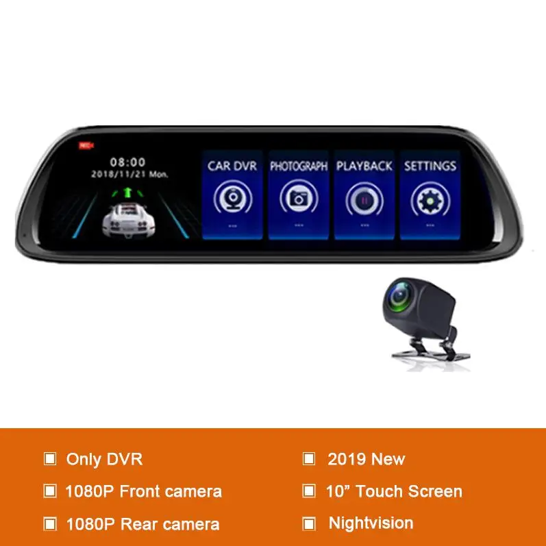 D30 only DVR 1" Автомобильный видеорегистратор Dash cam 1G+ 16G Android 8,1 gps Bluetooth навигация 1080P+ 1080P видео рекордер 4G Wifi ADAS Обратный монитор парковки - Название цвета: D30 only DVR