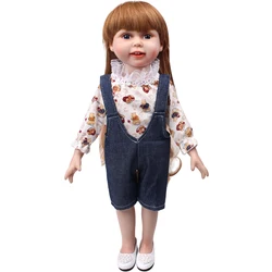 Vêtements de poupée pour filles de 18 pouces, salopette imprimée d'ours de dessin animé, pantalons de jouets pour nouveau nés, accessoires pour poupées de bébé de 43 Cm c687 