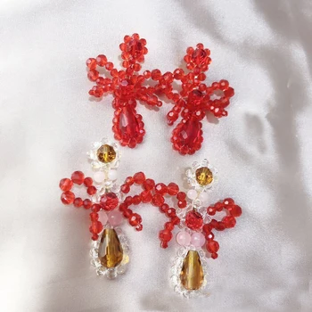 

High Version Hand-woven Flower Crystal Simon Europe And America Non-mainstream Ear Stud INS Retro Earrings Online Celebrity